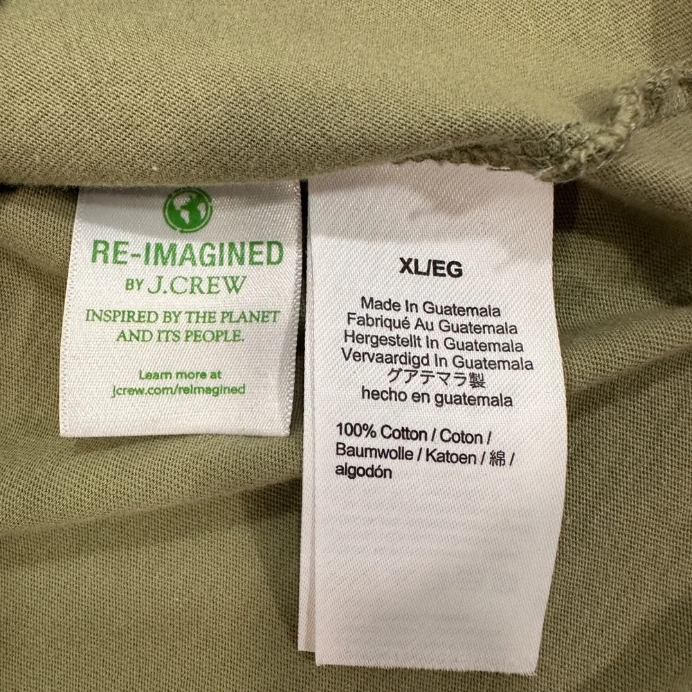 J.Crew Washed Cotton T-Shirt Mens XL Green Short‎ Sleeve Re-Imagined | Gorpcore